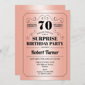 Invitation Surprise 70e anniversaire - Rose Gold Black (Devant / Derrière)