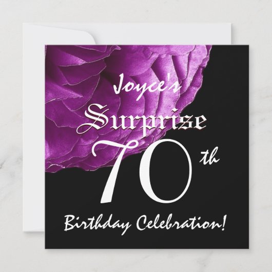 Invitation SURPRISE 70e anniversaire Rose violet W067 (Devant)