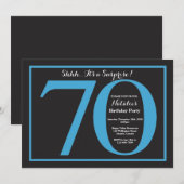Invitation Surprise 70e anniversaire Tableau noir et bleu (Devant / Derrière)