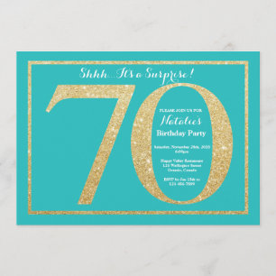 Invitation Surprise 70e anniversaire Turquoise et Parties sci