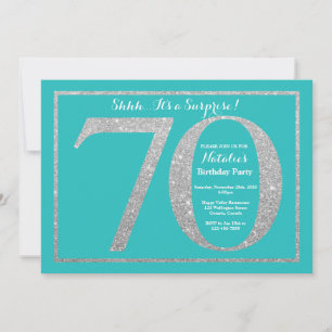 Invitation Surprise 70e anniversaire Turquoise et Parties sci