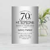 Invitation Surprise 70e fête d'anniversaire - Argent (Debout devant)