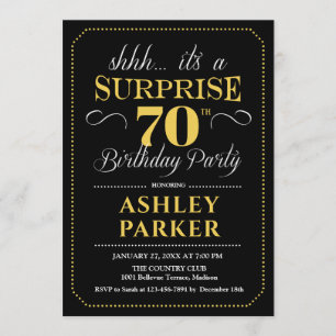 Invitation Surprise 70e fête d'anniversaire - Black Gold