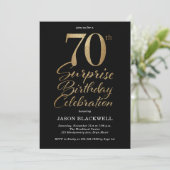 Invitation Surprise 70e fête d'anniversaire Black & Gold (Debout devant)