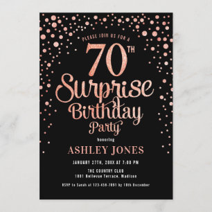 Invitation Surprise 70e fête d'anniversaire - Black & Rose Go