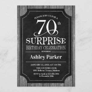 Invitation Surprise 70e fête d'anniversaire - Chalkboard Whit
