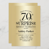 Invitation Surprise 70e fête d'anniversaire - Gold (Devant / Derrière)