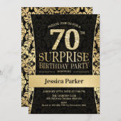 Invitation Surprise 70e fête d'anniversaire - Gold Black (Devant / Derrière)