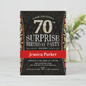 Invitation Surprise 70e fête d'anniversaire - Gold Black Red (Debout devant)