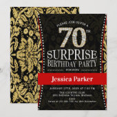 Invitation Surprise 70e fête d'anniversaire - Gold Black Red (Devant / Derrière)
