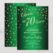 Invitation Surprise 70e fête d'anniversaire - Gold Green (Devant / Derrière)