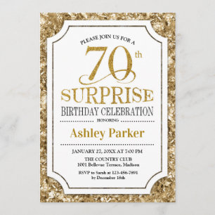 Invitation Surprise 70e fête d'anniversaire - Gold White