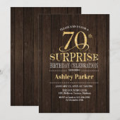Invitation Surprise 70e fête d'anniversaire - Gold Wood (Devant / Derrière)