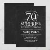 Invitation Surprise 70e fête d'anniversaire - Noir Blanc (Devant / Derrière)