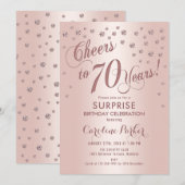 Invitation Surprise 70e fête d'anniversaire - Rose Gold (Devant / Derrière)