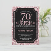 Invitation Surprise 70e fête d'anniversaire - Rose Gold Black (Debout devant)