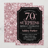 Invitation Surprise 70e fête d'anniversaire - Rose Gold Black (Devant / Derrière)