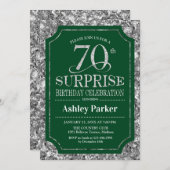 Invitation Surprise 70e fête d'anniversaire - Silver Green (Devant / Derrière)