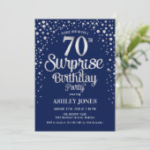 Invitation Surprise 70e fête d'anniversaire - Silver & Navy B (Debout devant)