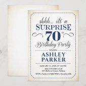 Invitation Surprise 70e fête d'anniversaire - White Navy (Devant / Derrière)