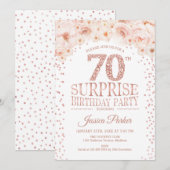 Invitation Surprise 70e fête d'anniversaire - White Rose Gold (Devant / Derrière)