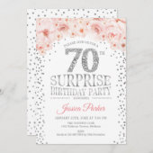 Invitation Surprise 70e fête d'anniversaire - White Silver Pi (Devant / Derrière)