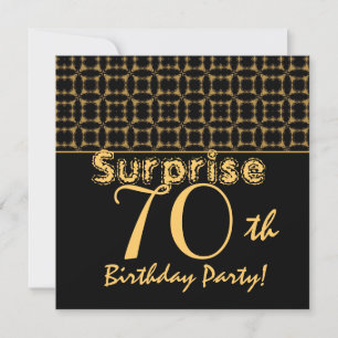 Invitation SURPRISE 70th Birthday Gold and Black Vintage V001