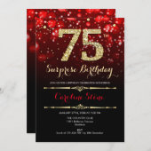 Invitation Surprise 75e anniversaire - Black Red Gold (Devant / Derrière)