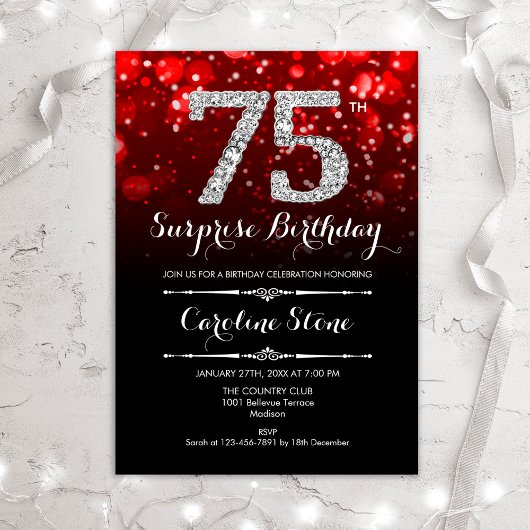 Invitation Surprise 75e anniversaire - Black Red Silver