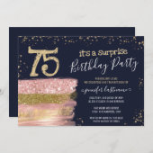 Invitation Surprise 75e anniversaire Parties scintillant gâte (Devant / Derrière)