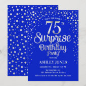 Invitation Surprise 75th Birthday Party - Silver & Royal Blue (Devant / Derrière)