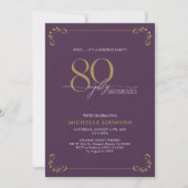 Invitation Surprise 80 & Fabuleux Anniversaire Purple & Or (Devant)