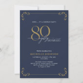Invitation Surprise 80 & Fabuleux Bleu Blanc & Or Anniversair (Devant)