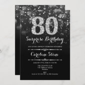 Invitation Surprise 80e anniversaire - Argent noir (Devant / Derrière)