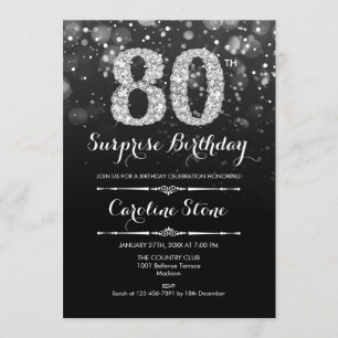 Invitation Surprise 80e anniversaire - Argent noir