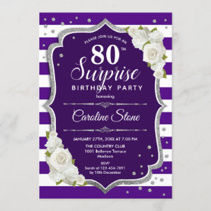 Invitation Surprise 80e anniversaire - Argent violet