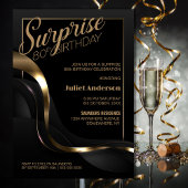 Invitation Surprise 80e anniversaire Black Gold Party Invitat