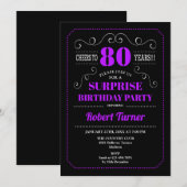 Invitation Surprise 80e anniversaire - Black Purple (Devant / Derrière)