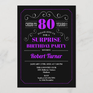 Invitation Surprise 80e anniversaire - Black Purple