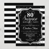 Invitation Surprise 80e anniversaire - Black White Silver (Devant / Derrière)
