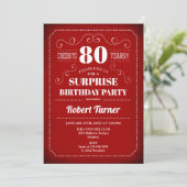 Invitation Surprise 80e Anniversaire - Blanc Rouge (Debout devant)