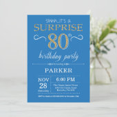 Invitation surprise 80e anniversaire Bleu et or (Debout devant)