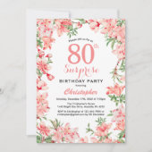 Invitation Surprise 80e anniversaire Boho rose botanique flor (Devant)