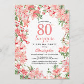 Invitation Surprise 80e anniversaire Boho rose botanique flor (Devant / Derrière)