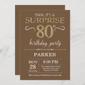 Invitation Surprise 80e anniversaire Brown et Parties scintil (Devant / Derrière)