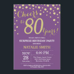 Invitation Surprise 80e anniversaire Diamant violet et or<br><div class="desc">Invitation surprise 80e anniversaire avec Arrière - plan Diamant Parties scintillant violet et or. Gold Confetti. Anniversaire adulte. Hommes ou femmes,  anniversaire. Pour plus de personnalisation,  cliquez sur le bouton "Customiser" et utilisez notre outil de conception pour modifier ce modèle.</div>