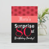 Invitation SURPRISE 80e anniversaire Etoiles rouges et noires (Debout devant)