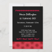 Invitation SURPRISE 80e anniversaire Etoiles rouges et noires (Dos)