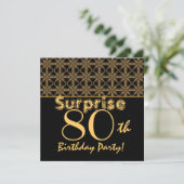 Invitation SURPRISE 80e anniversaire Gold and Black Vintage (Debout devant)