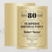 Invitation Surprise 80e anniversaire - Gold Black (Devant / Derrière)